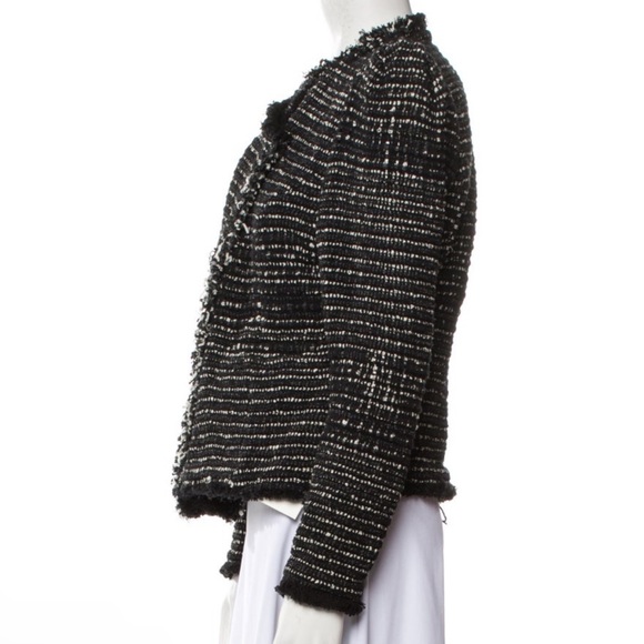 IRO Diana Black Tweed Puff Sleeve Open Jacket - Picture 8 of 11